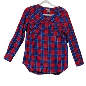 Duluth Trading casual button front shirt plaid buffalo check rolled slee…